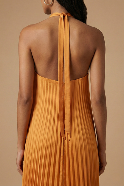Women's Halter Neck Maxi Dress-5
