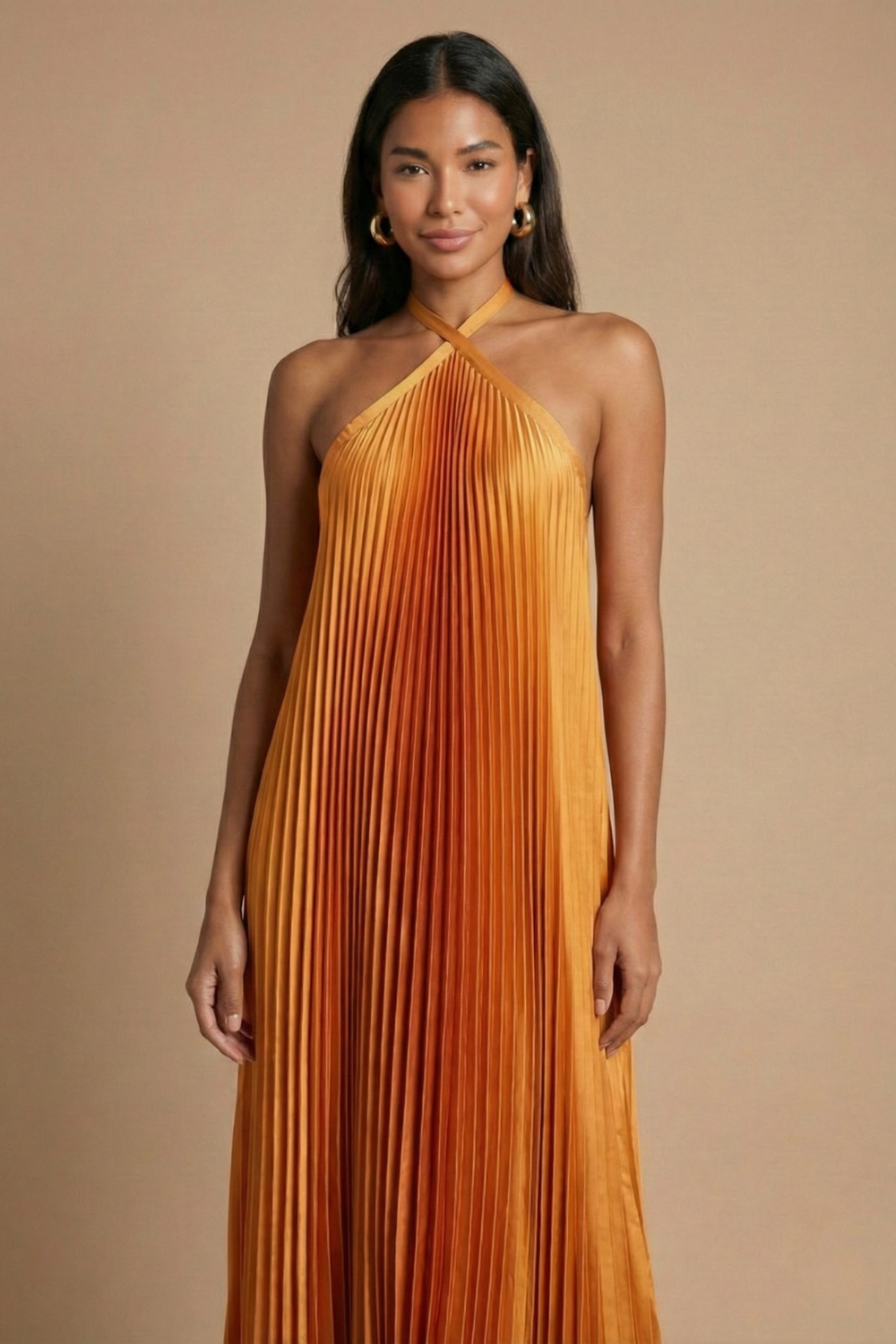 Women's Halter Neck Maxi Dress-3