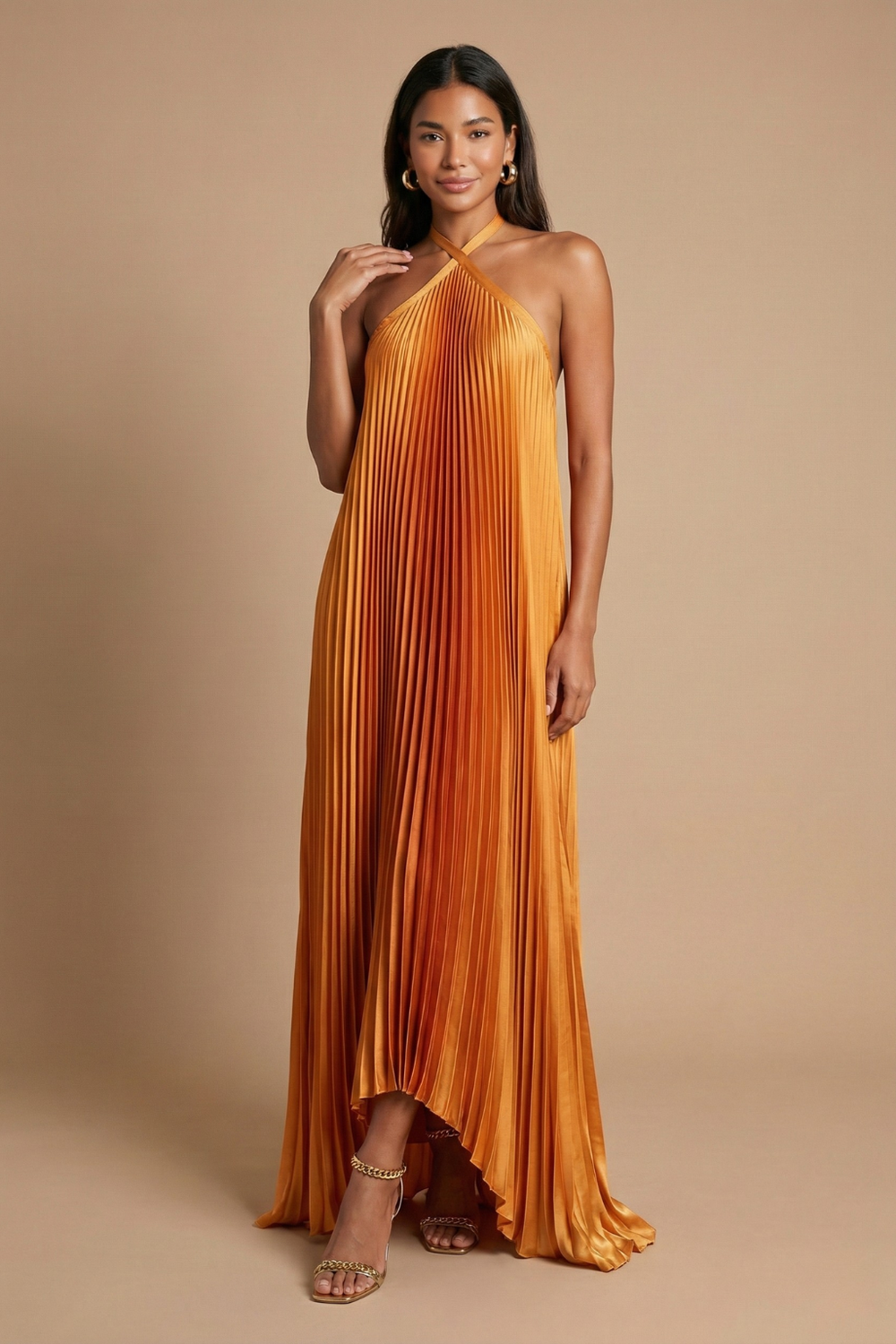 Women's Halter Neck Maxi Dress-1