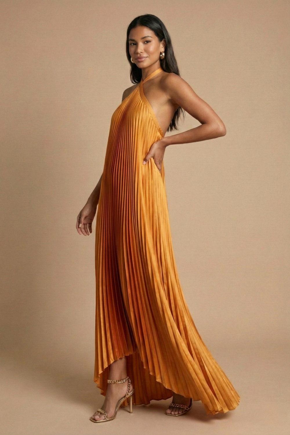 Women's Halter Neck Maxi Dress-2