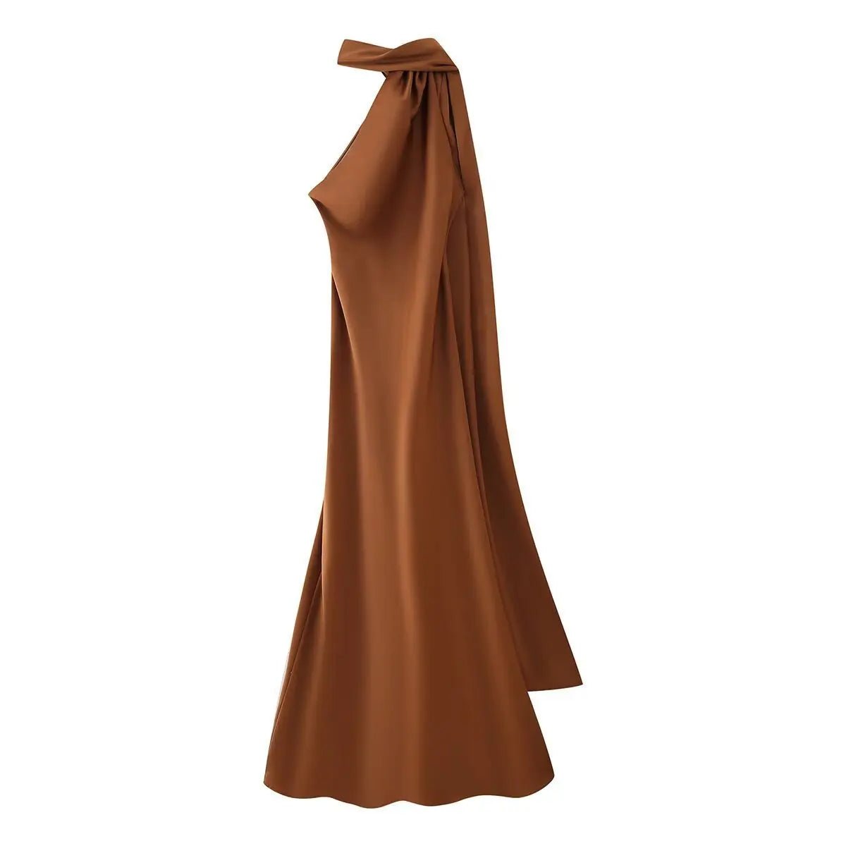 Women's Halter Neck Mermaid Maxi Dress with Cape-16