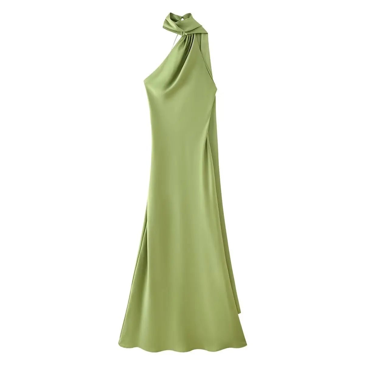 Women's Halter Neck Mermaid Maxi Dress with Cape-10