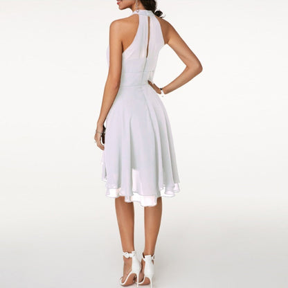 Women's Halter Neck Party Dress with Layered Skirt