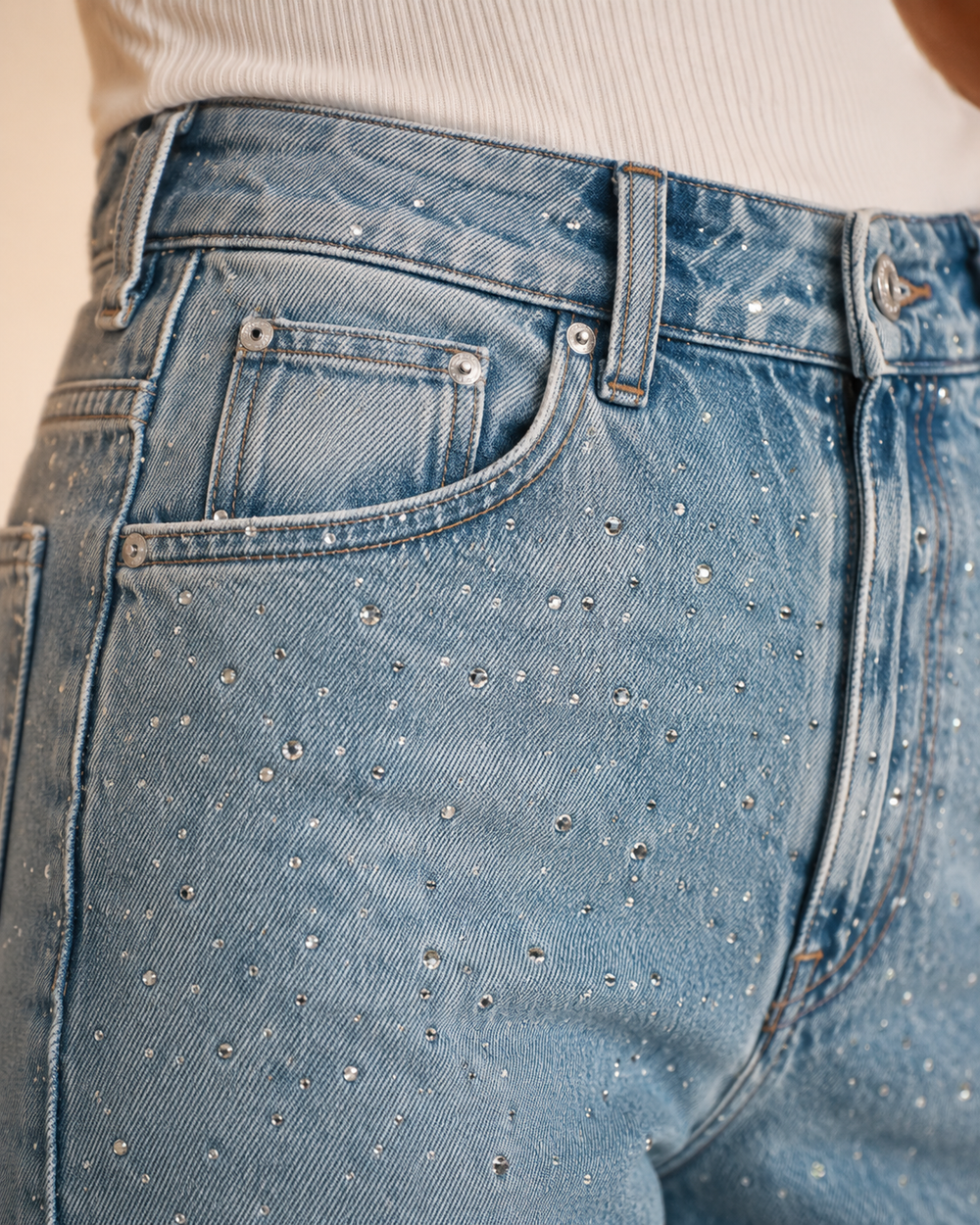 Women's High Waist Glitter Jeans-4
