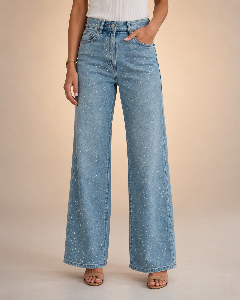 Women's High Waist Glitter Jeans-3