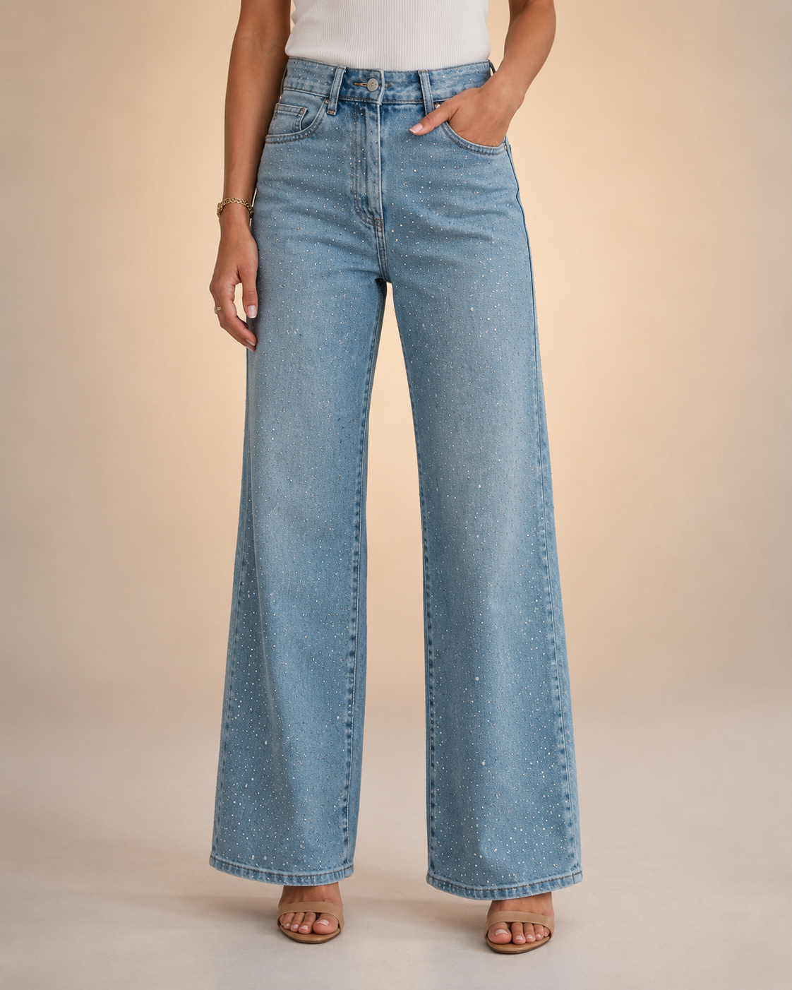 Women's High Waist Glitter Jeans-3