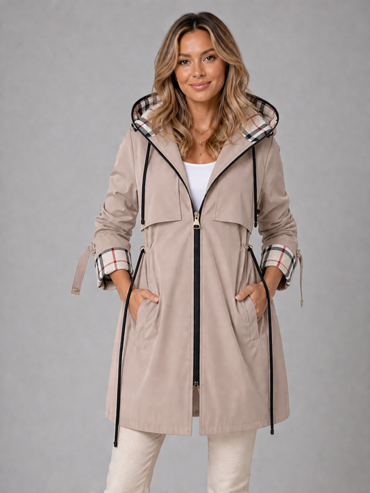 Women's Hooded Utility Jacket With Drawstring Waist-2