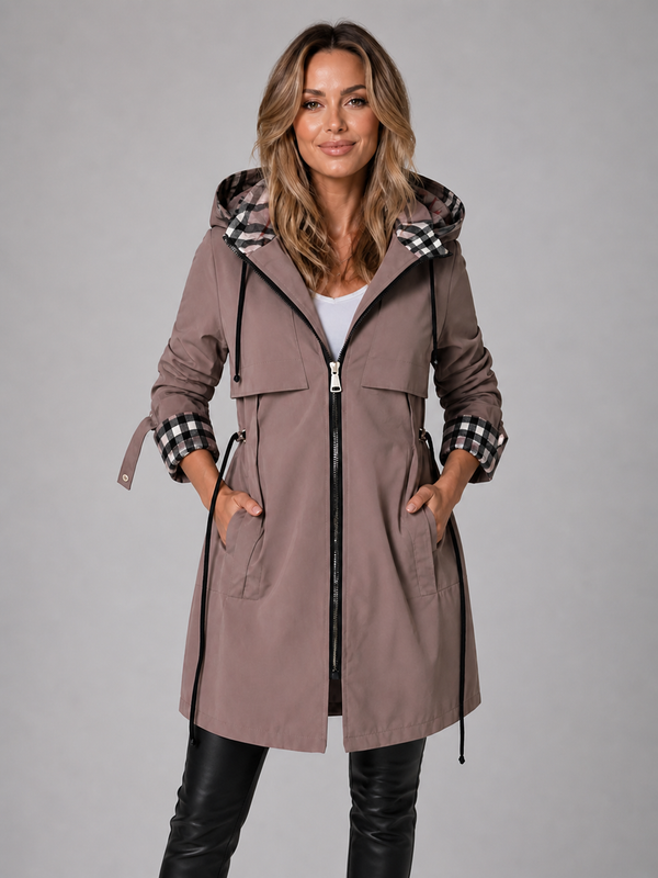 Women's Hooded Utility Jacket With Drawstring Waist-1