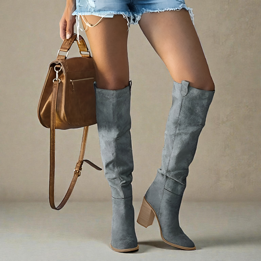 Women's Knee-High Boots with Block Heel-1