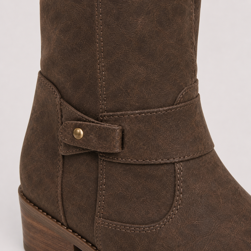 Women's Knee-High Boots with Buckle Detail-5