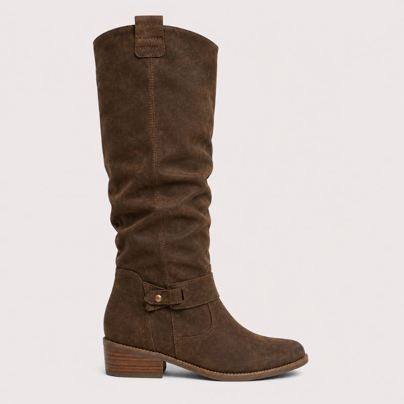 Women's Knee-High Boots with Buckle Detail-3