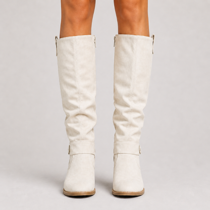 Women's Knee-High Boots with Buckle Detail-2