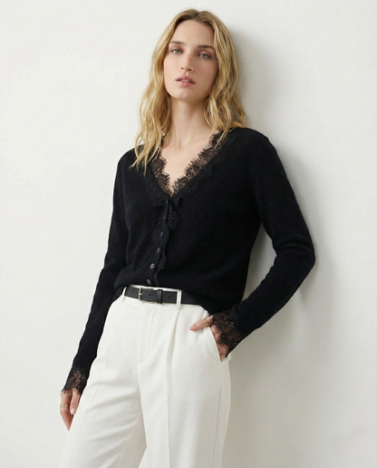 Women's Lace Knit Cardigan With V-Neck-14