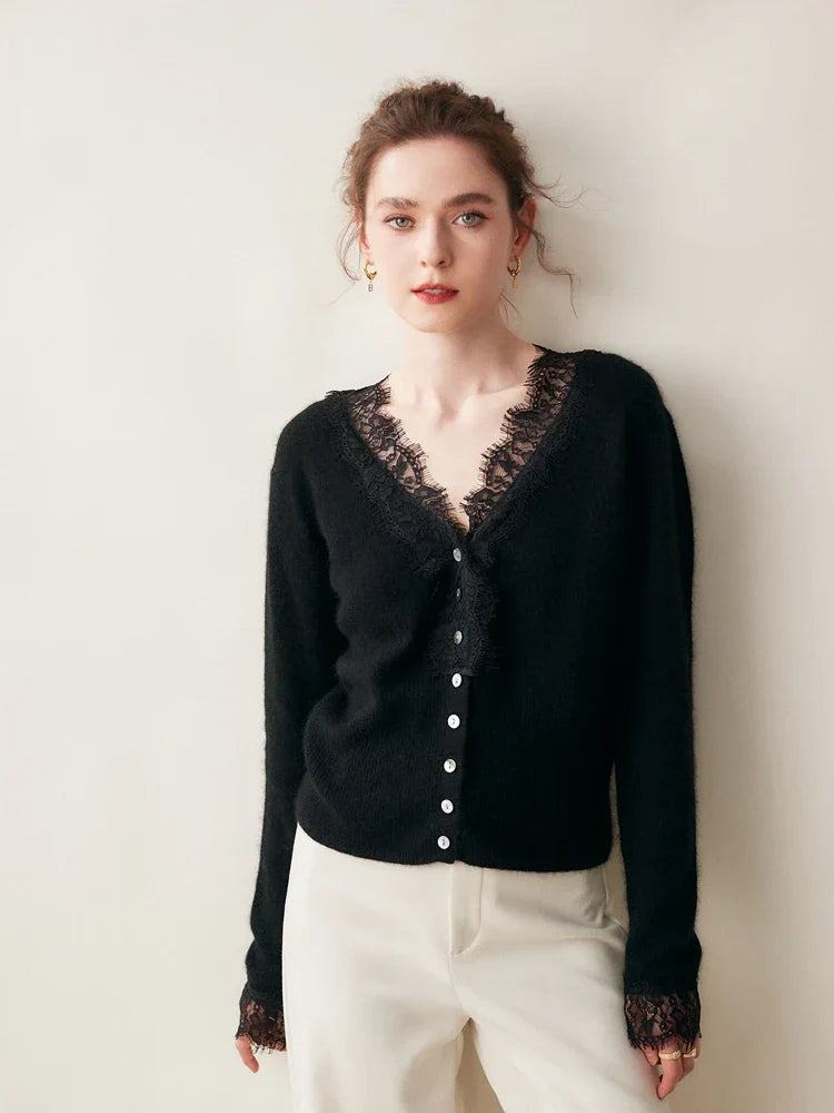 Women's Lace Knit Cardigan With V-Neck-40