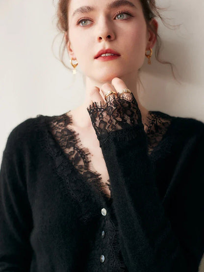 Women's Lace Knit Cardigan With V-Neck-42