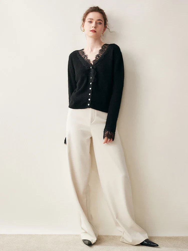 Women's Lace Knit Cardigan With V-Neck-44