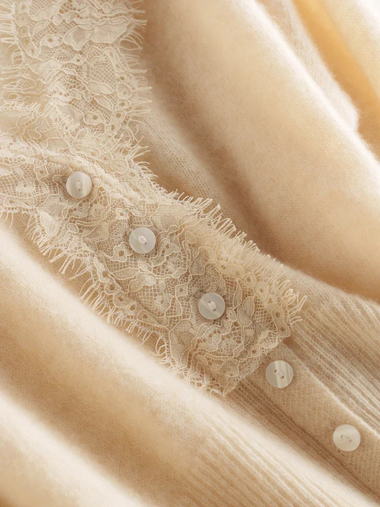 Women's Lace Knit Cardigan With V-Neck-48