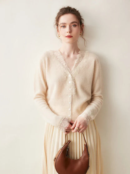 Women's Lace Knit Cardigan With V-Neck-37