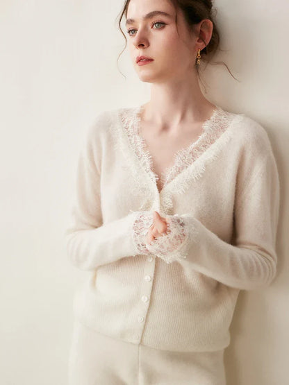 Women's Lace Knit Cardigan With V-Neck-28