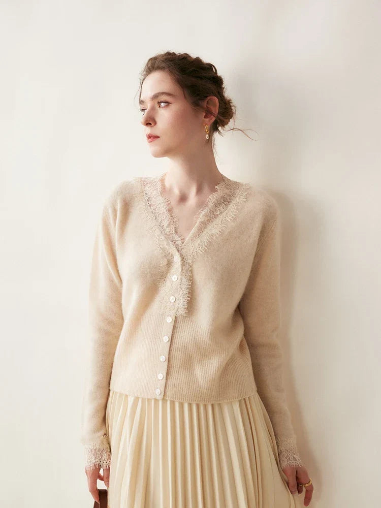Women's Lace Knit Cardigan With V-Neck-33