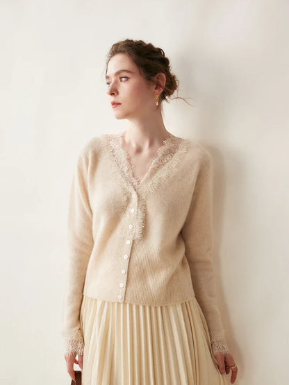 Women's Lace Knit Cardigan With V-Neck-33