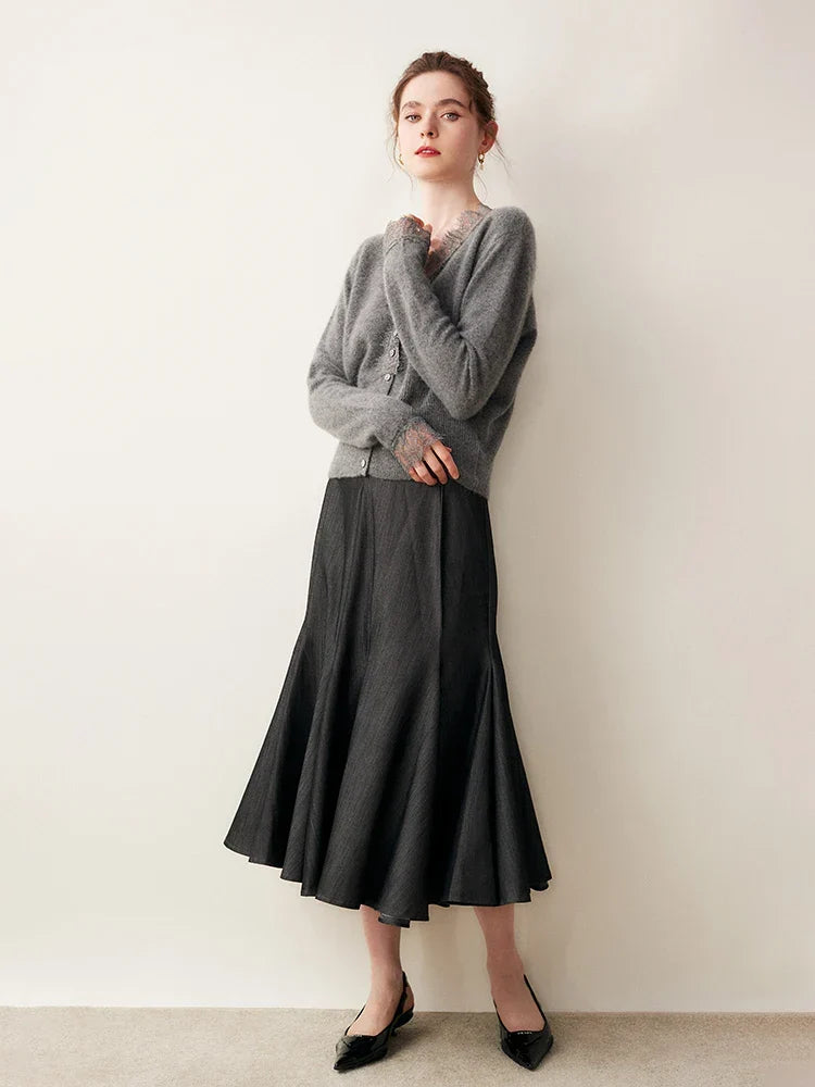 Women's Lace Knit Cardigan With V-Neck-26