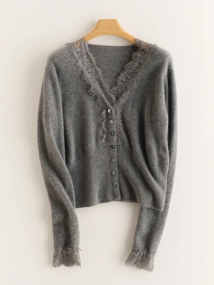 Women's Lace Knit Cardigan With V-Neck-50