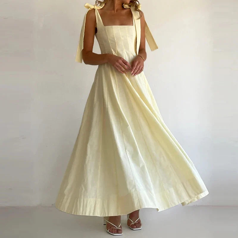 Women's Lace-Up Maxi Wedding Guest Dress-9