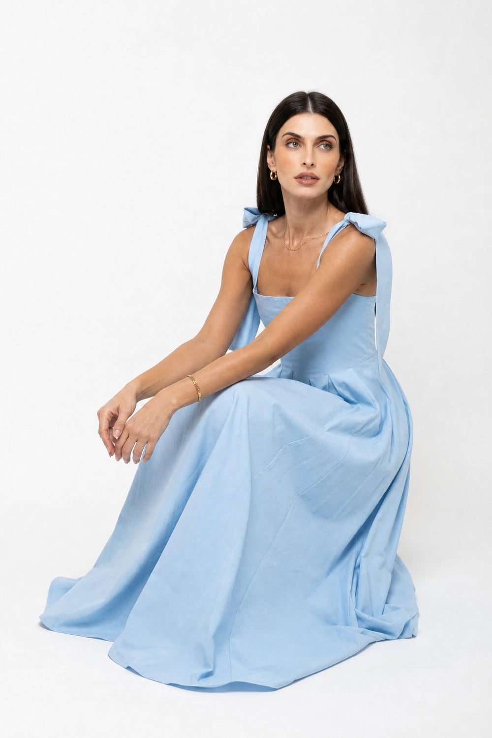 Women's Lace-Up Maxi Wedding Guest Dress-2