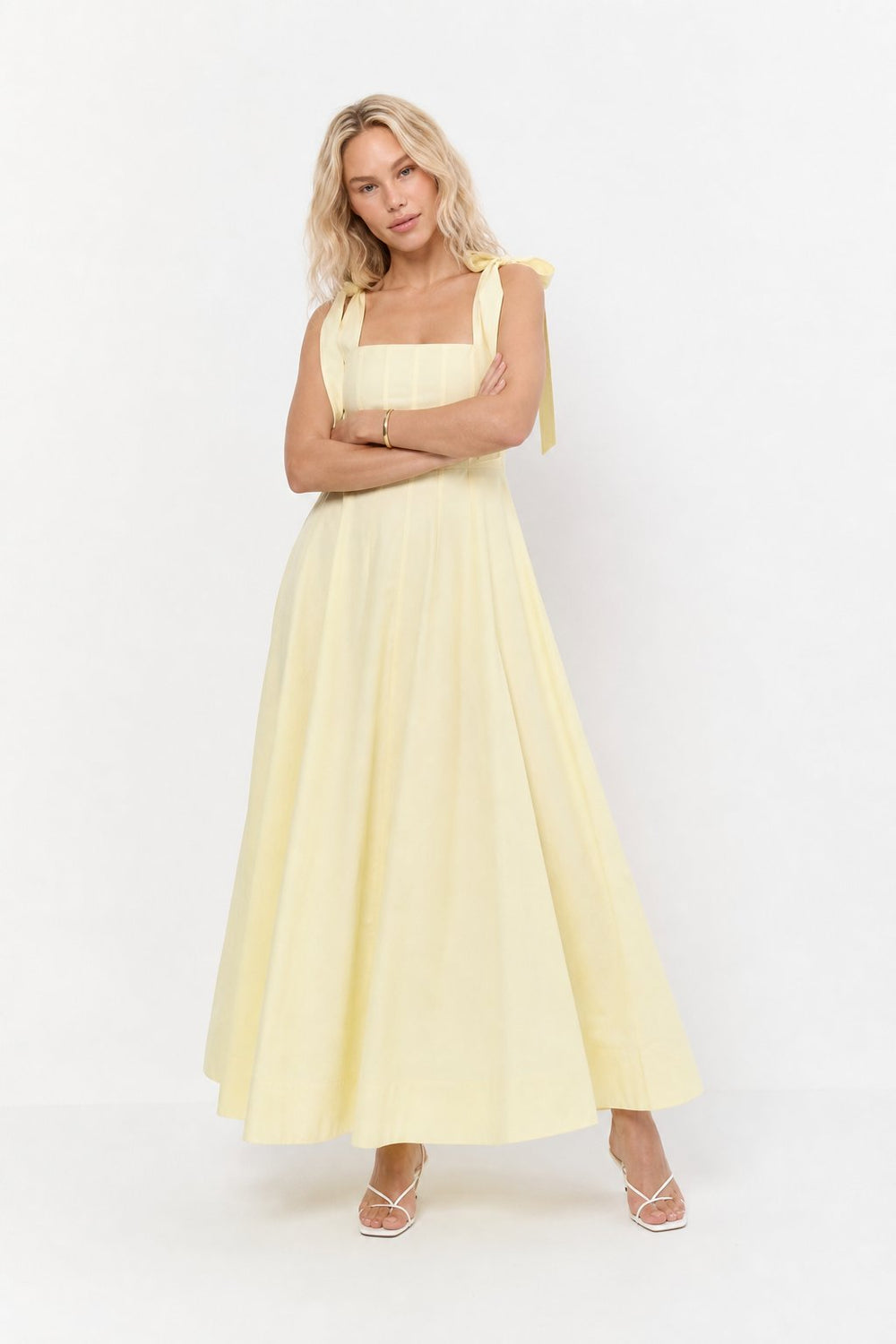 Women's Lace-Up Maxi Wedding Guest Dress-6