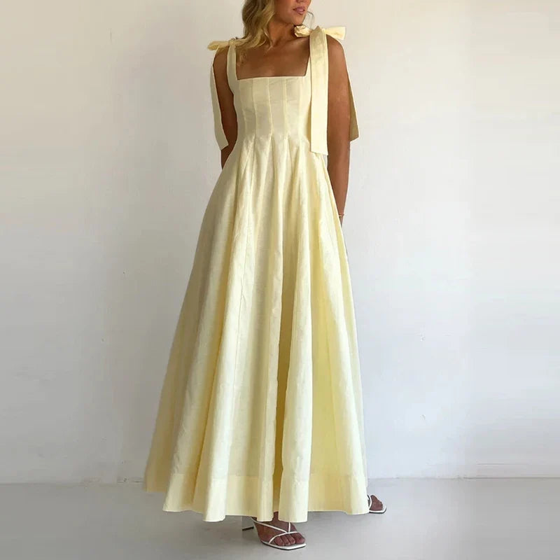 Women's Lace-Up Maxi Wedding Guest Dress-10