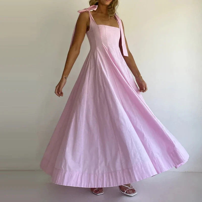 Women's Lace-Up Maxi Wedding Guest Dress-14