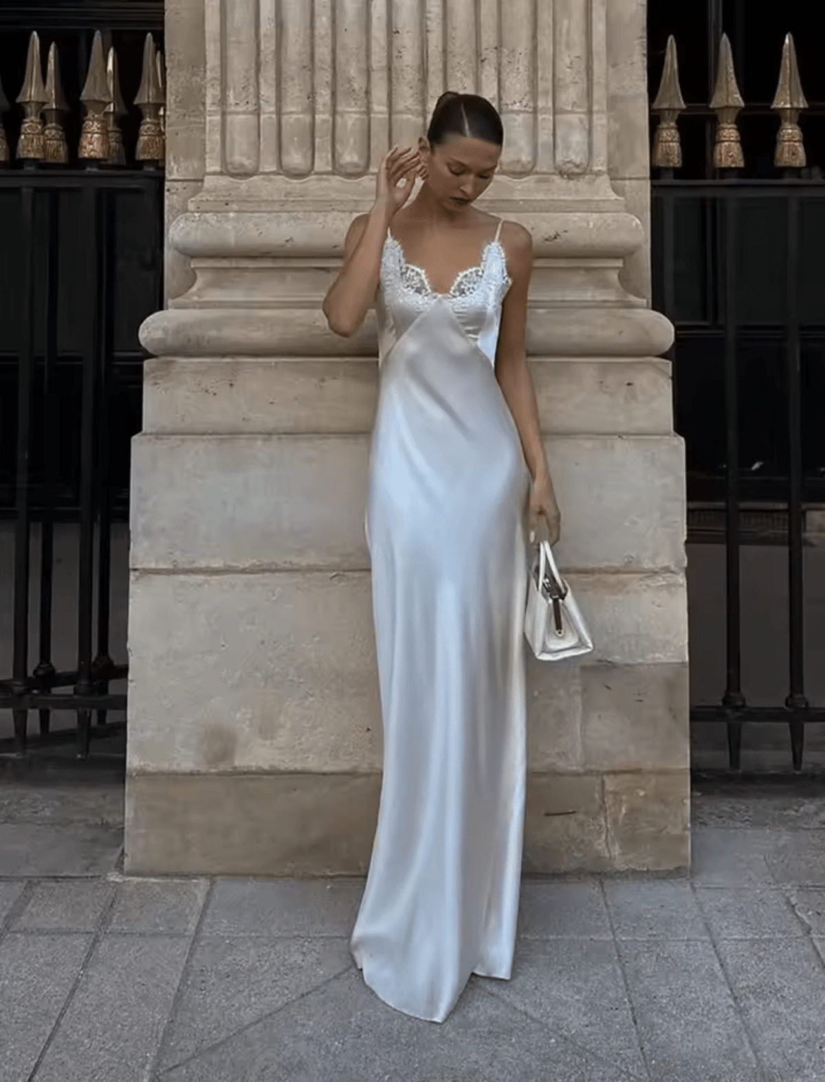 Women's Lace V-Neck Spaghetti Strap Maxi Dress-1