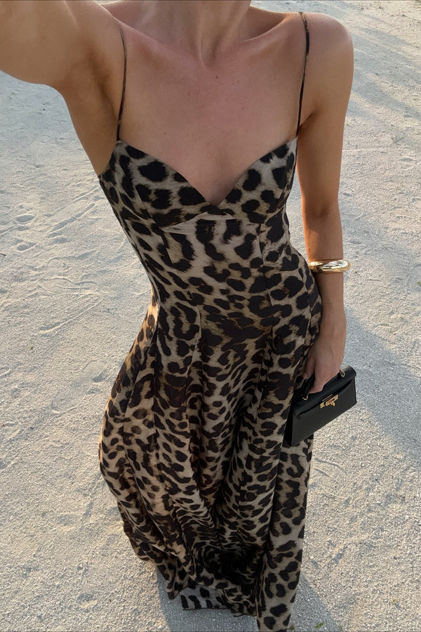 Women's Leopard Print Camisole Midi Dress-1
