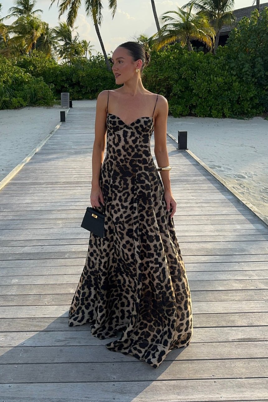 Women's Leopard Print Camisole Midi Dress-4