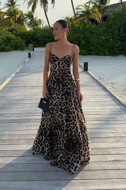 Women's Leopard Print Camisole Midi Dress-4
