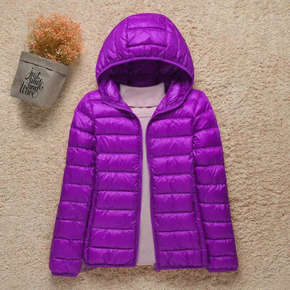 Women's Lightweight Hooded Puffer Jacket - Lilac