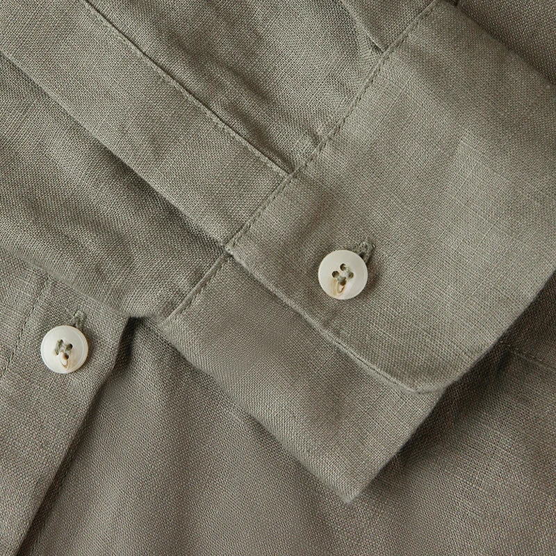 Women's Linen Cropped Long Sleeve Shirt-12