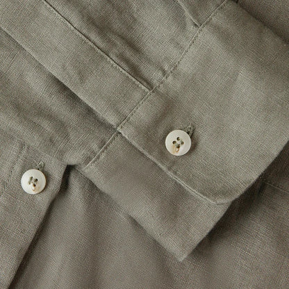 Women's Linen Cropped Long Sleeve Shirt-12
