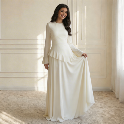 Women's Long Sleeve Flared Cuff Maxi Dress-10