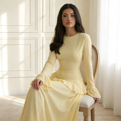 Women's Long Sleeve Flared Cuff Maxi Dress-7