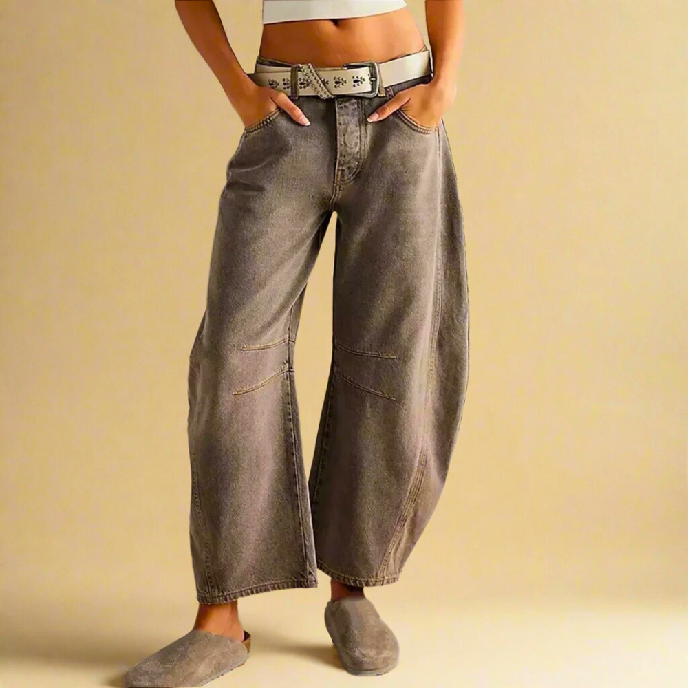 Women's Loose Wide Leg Denim Jeans-2