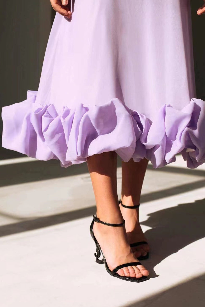 Women's Spaghetti Strap Maxi Dress with Ruffled Hem-9