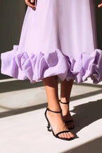 Women's Spaghetti Strap Maxi Dress with Ruffled Hem-9