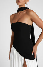 Women's Strapless Halter Maxi Dress with High Slit-17