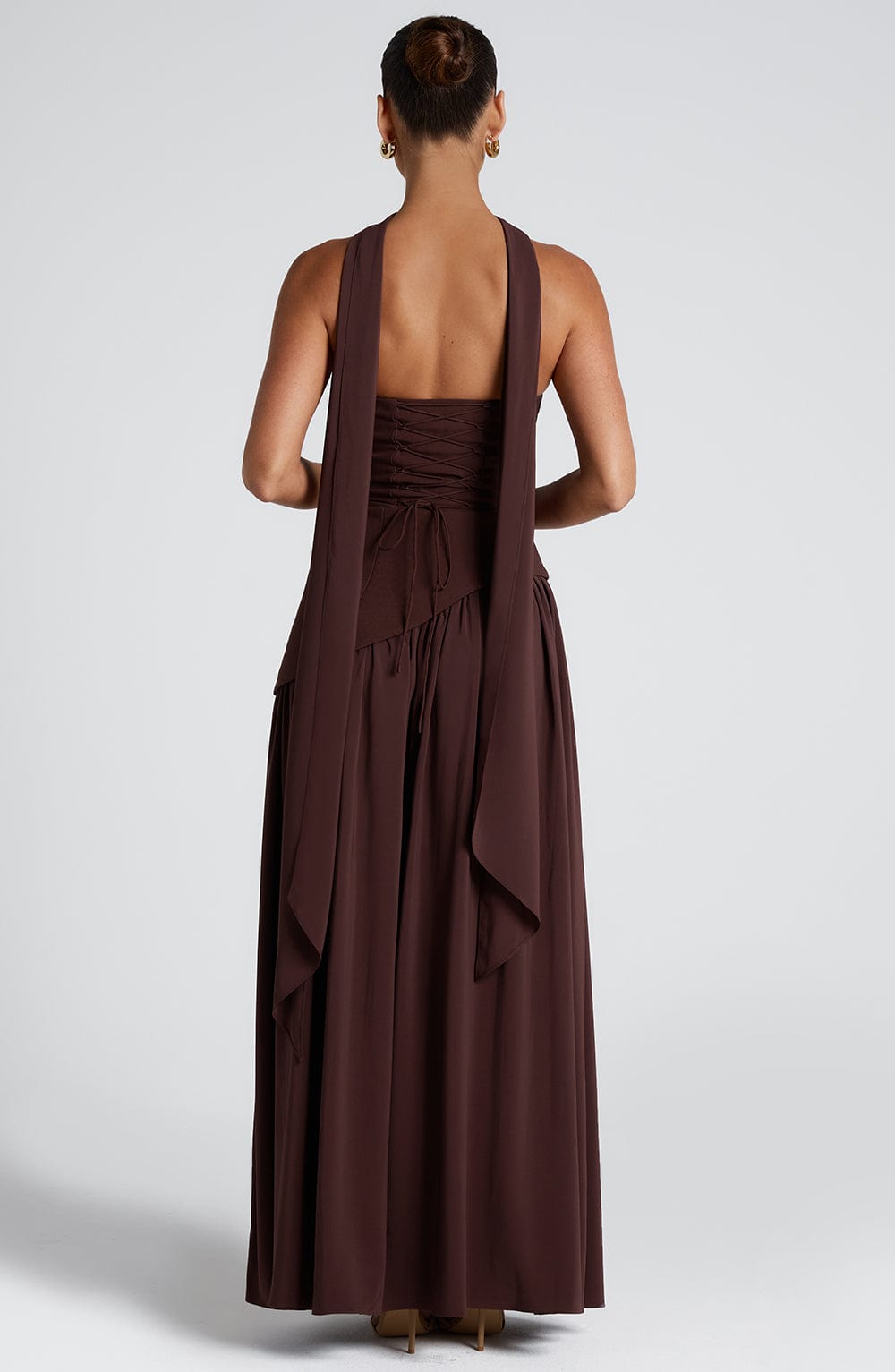 Women's Strapless Halter Maxi Dress with High Slit-7