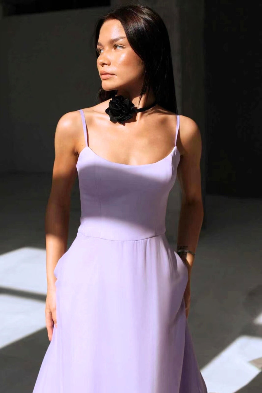 Women's Spaghetti Strap Maxi Dress with Ruffled Hem-7