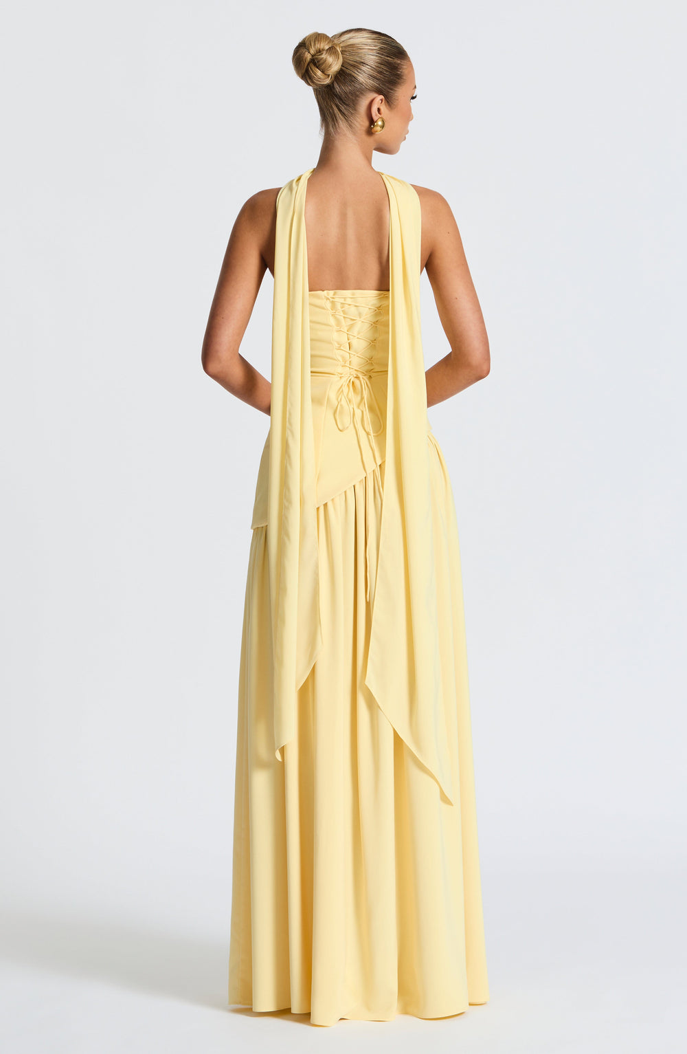 Women's Strapless Halter Maxi Dress with High Slit-3