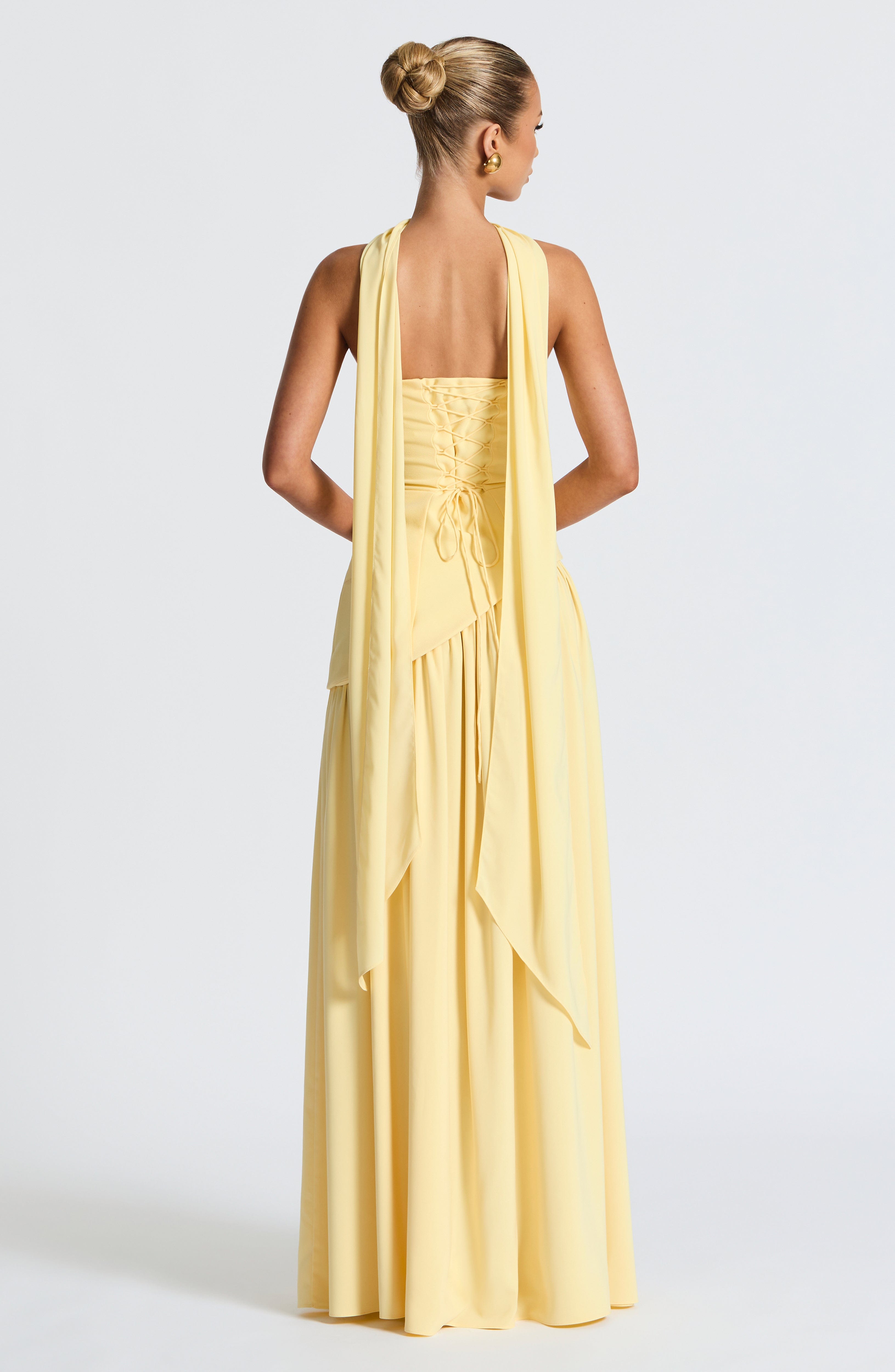 Women's Strapless Halter Maxi Dress with High Slit-3