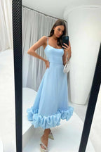Women's Spaghetti Strap Maxi Dress with Ruffled Hem-10